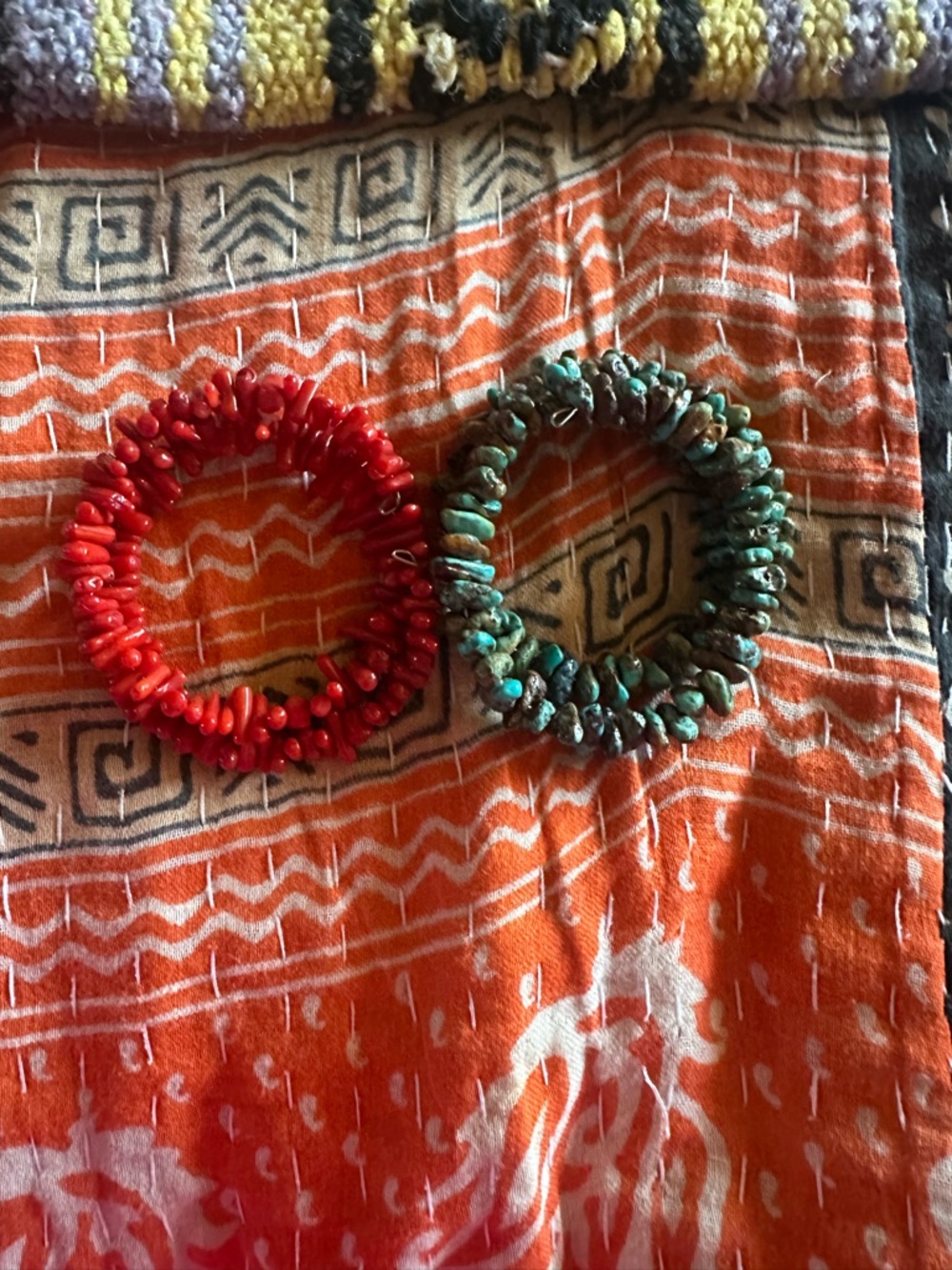 Handcrafted Red & Turquoise Beaded Stretch Bracelets for Women